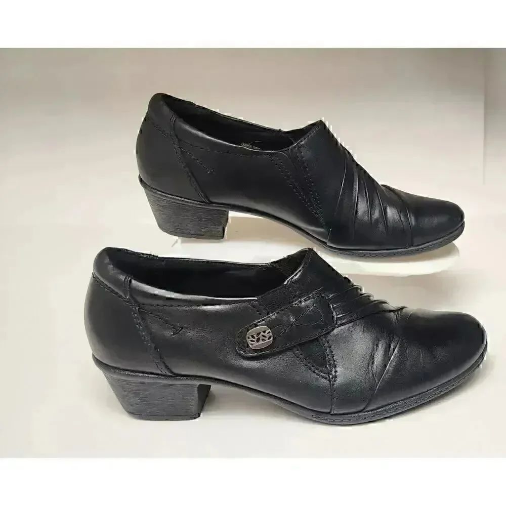 Earth Origins Womens Shoes Black Madison Leather Slip On Block Heel Pumps 9W